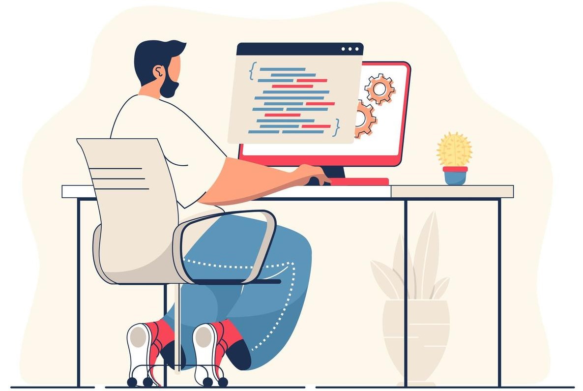 Developer working on a web application